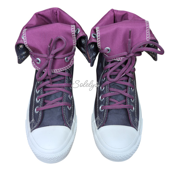 Converse CTAS 2012 RARE XHI 13 Eyelet Calf High Purple Foldover Sneaker Womens 7 - Picture 9 of 13